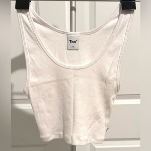 TNA Aritzia Ribbed Tank Top White XS Fitted Basic